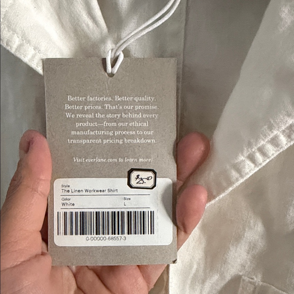 Everlane Linen Boxy Short Sleeve Shirt - Off White - Picture 3 of 3